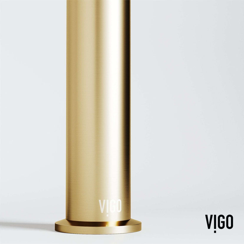 Modern bathroom faucet in matte brushed gold with 11-inch assembled height
