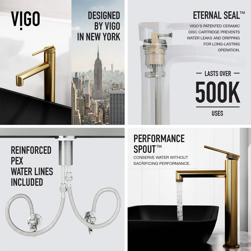 Brass vessel faucet with lever handle and compression fittings