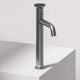 Brushed nickel vessel faucet with high arc spout and lever handle