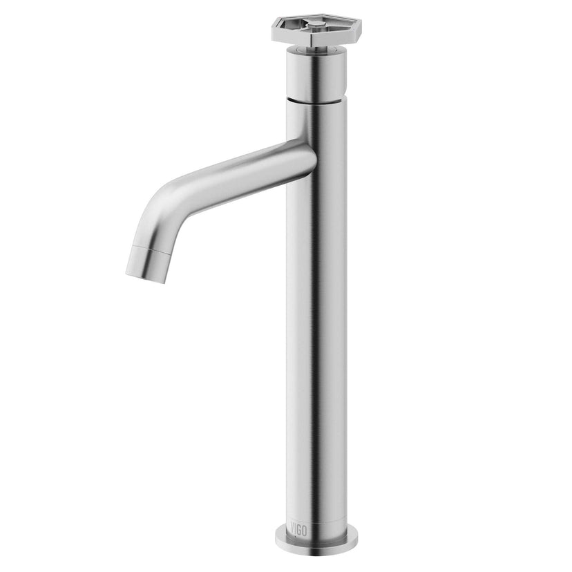 Brass vessel filler with brushed nickel finish and included hardware