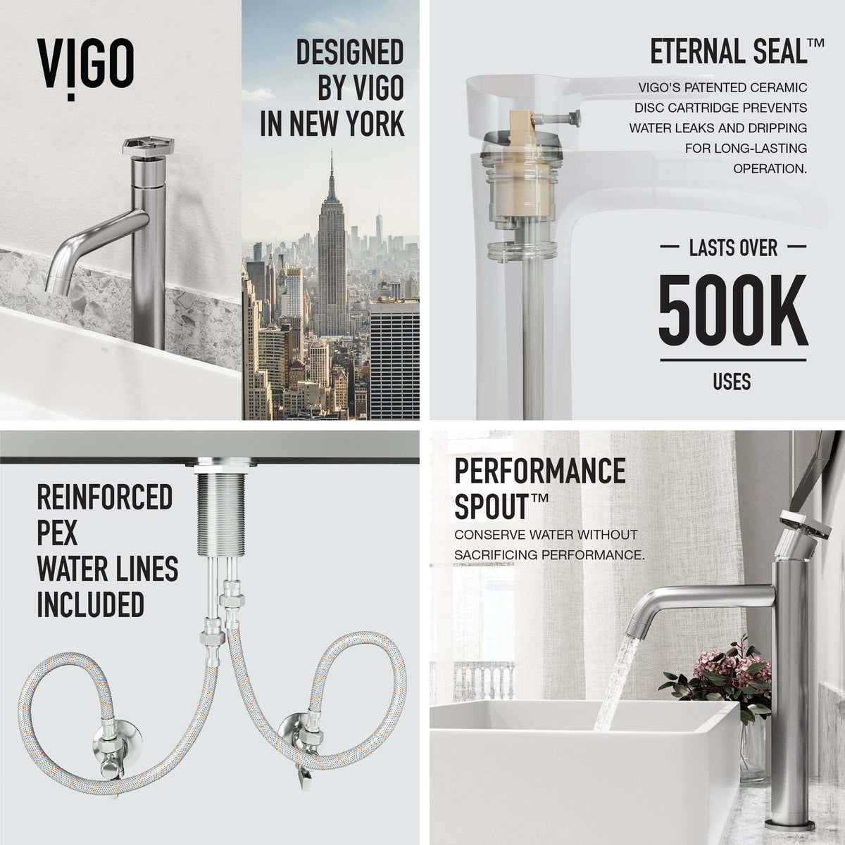 Brushed nickel bathroom faucet with included supply lines and handles