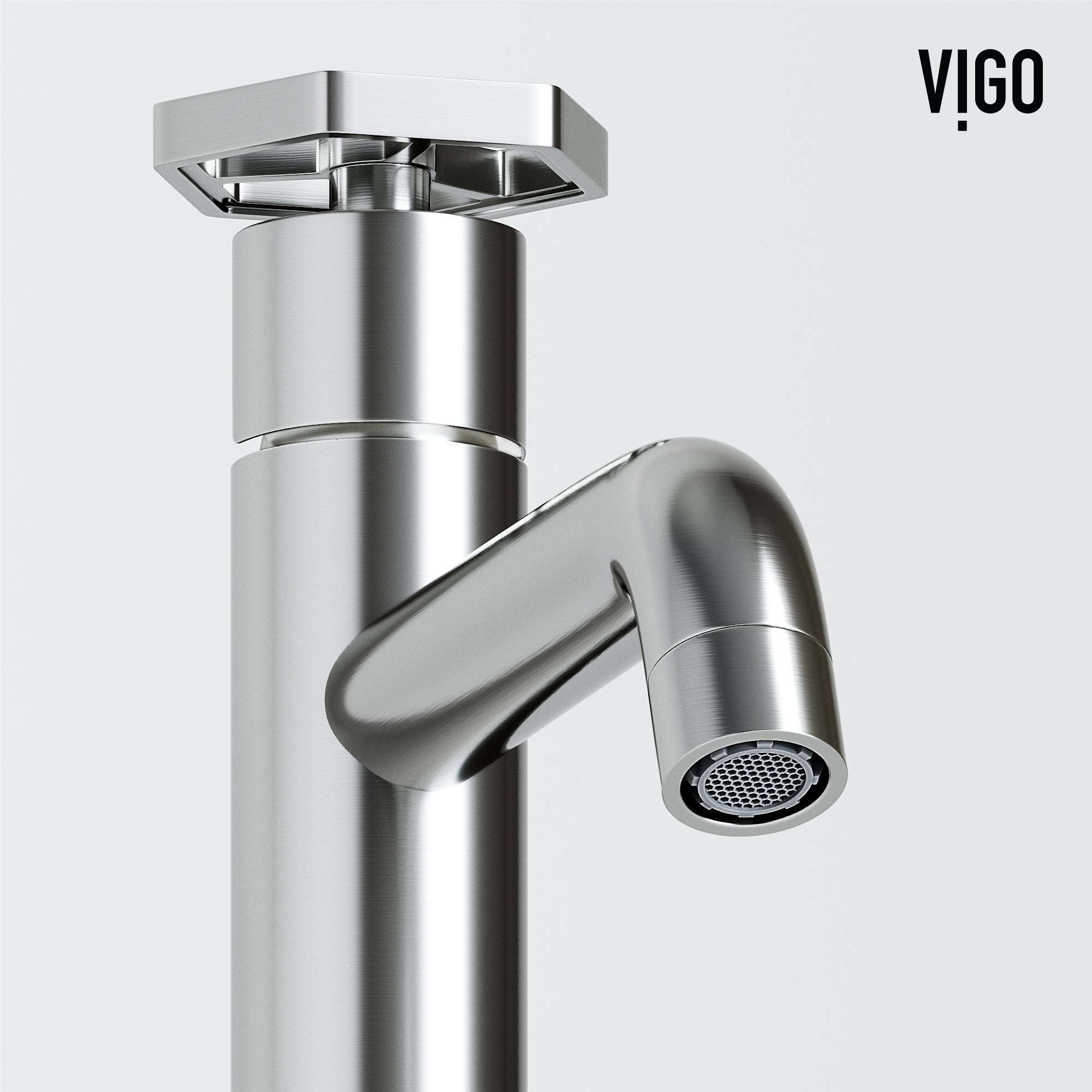 Brass vessel faucet with ceramic disk valve and brushed nickel finish
