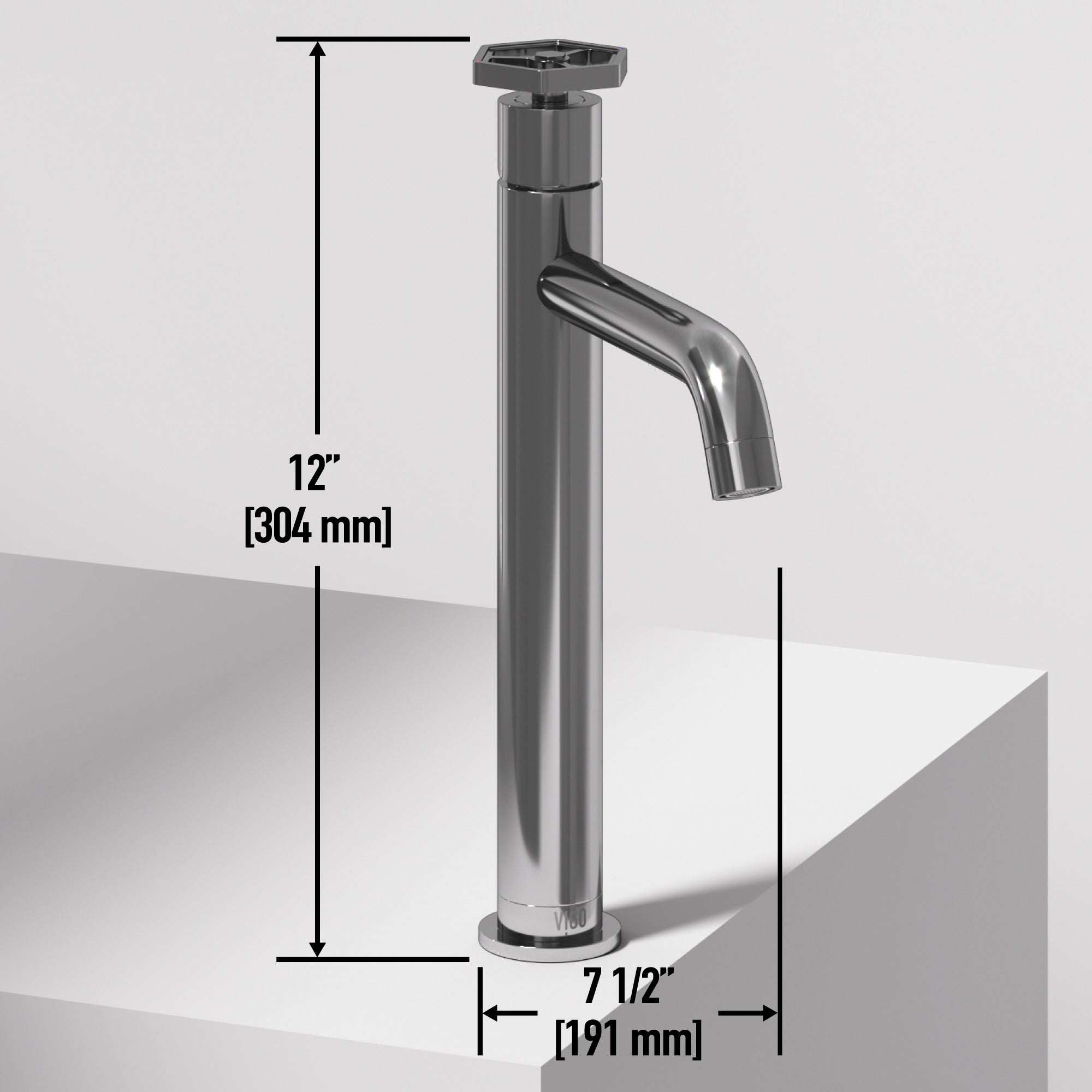 Deck-mounted chrome faucet featuring low flow and compression connection