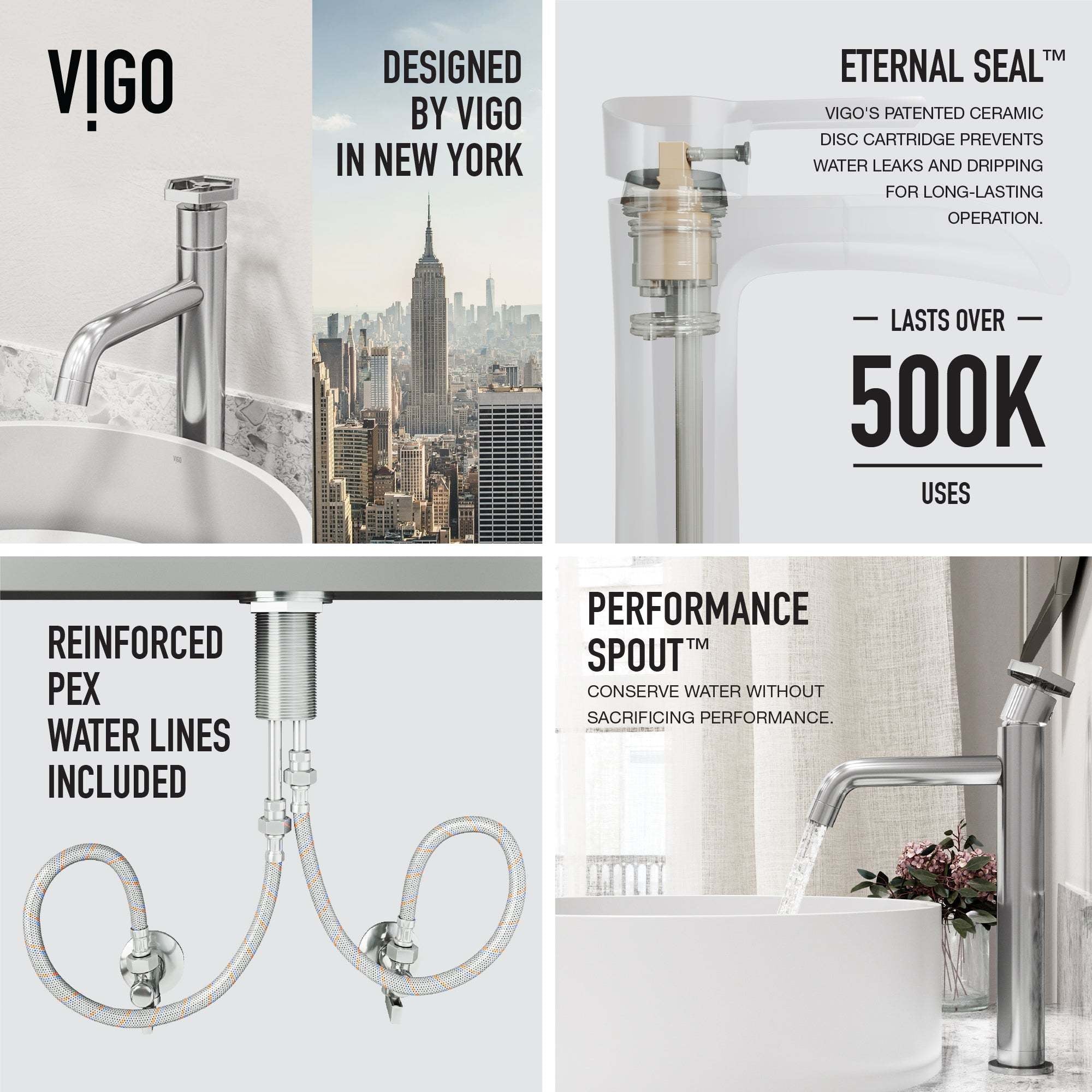 Chrome bathroom faucet with included supply lines and handles