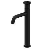 Brass vessel filler in matte black with low flow and included hardware