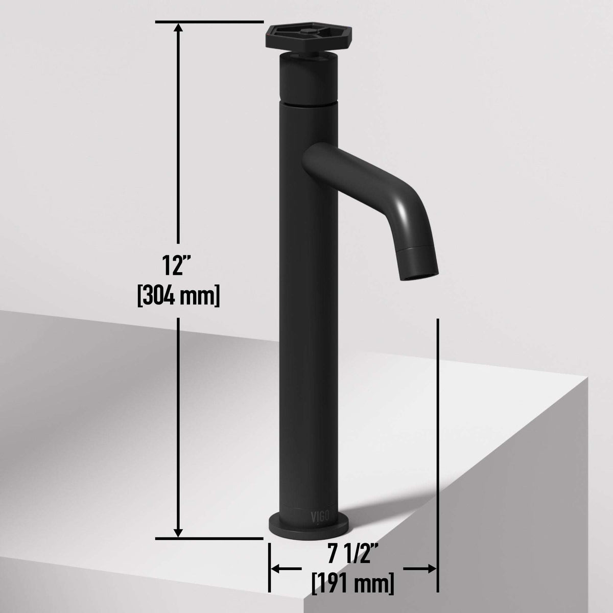 Deck-mounted matte black faucet featuring low flow and compression connection