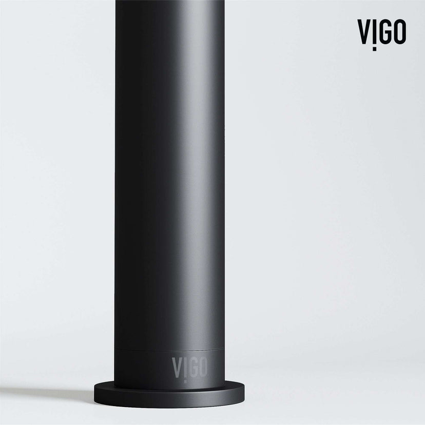 Matte black vessel faucet with included mounting materials and NPSM threads