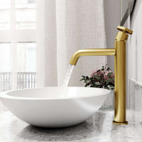 Contemporary vessel faucet with lever handle and ceramic disc cartridge