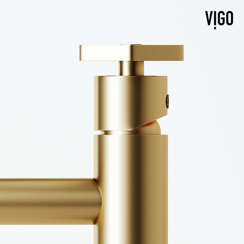 Modern vessel filler with high arc spout and matte brushed gold finish