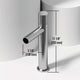 Modern deck-mounted bathroom faucet in brushed nickel finish
