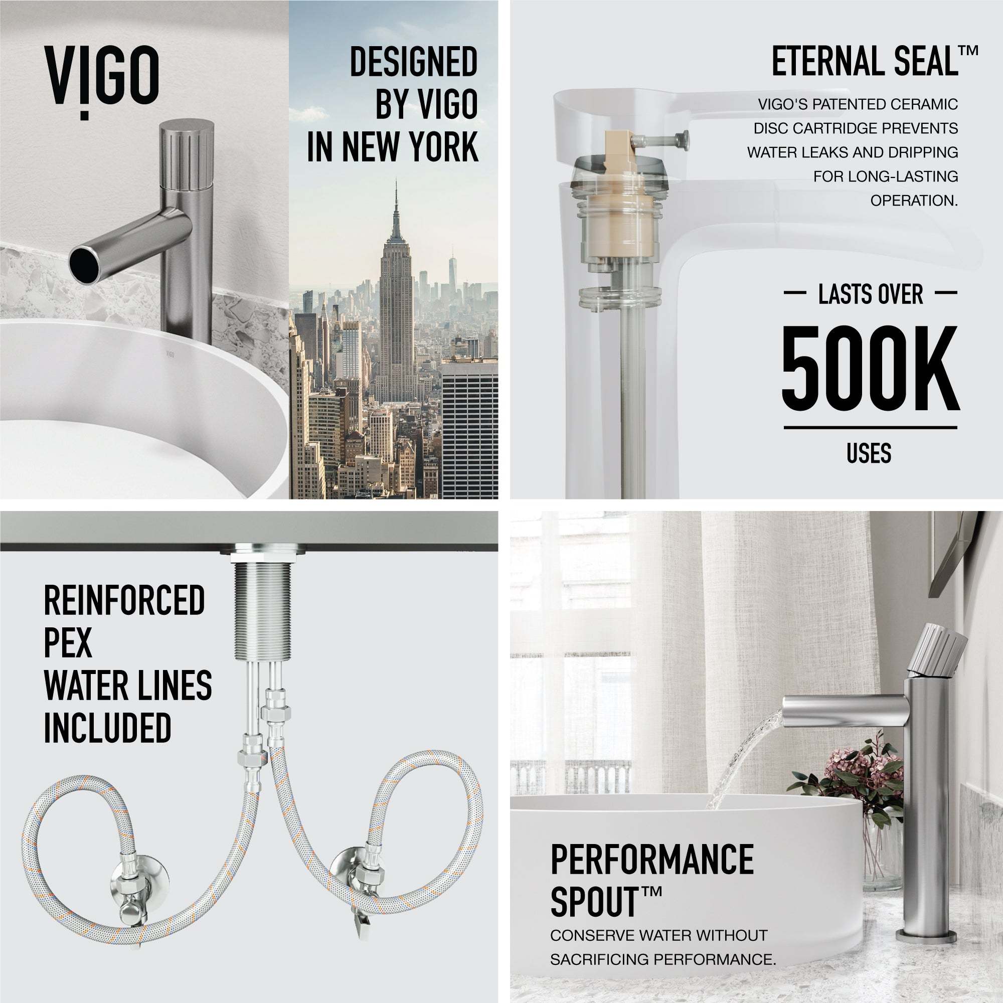 Modern bathroom faucet with ceramic disc cartridge and high arc spout
