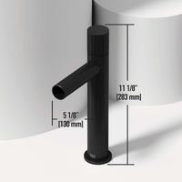 Modern deck-mounted bathroom faucet in matte black finish