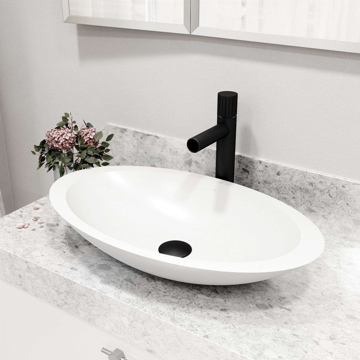 High arc spout vessel faucet with included mounting hardware