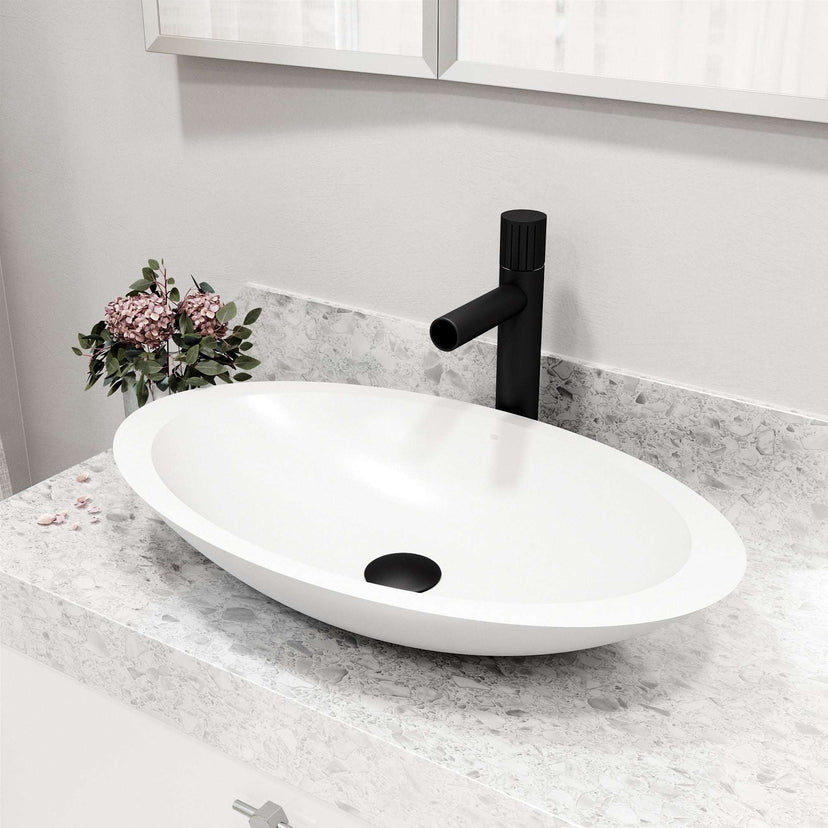 High arc spout vessel faucet with included mounting hardware