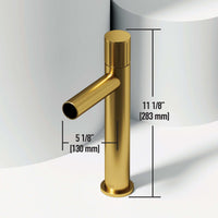 Modern deck-mounted bathroom faucet in matte brushed gold finish