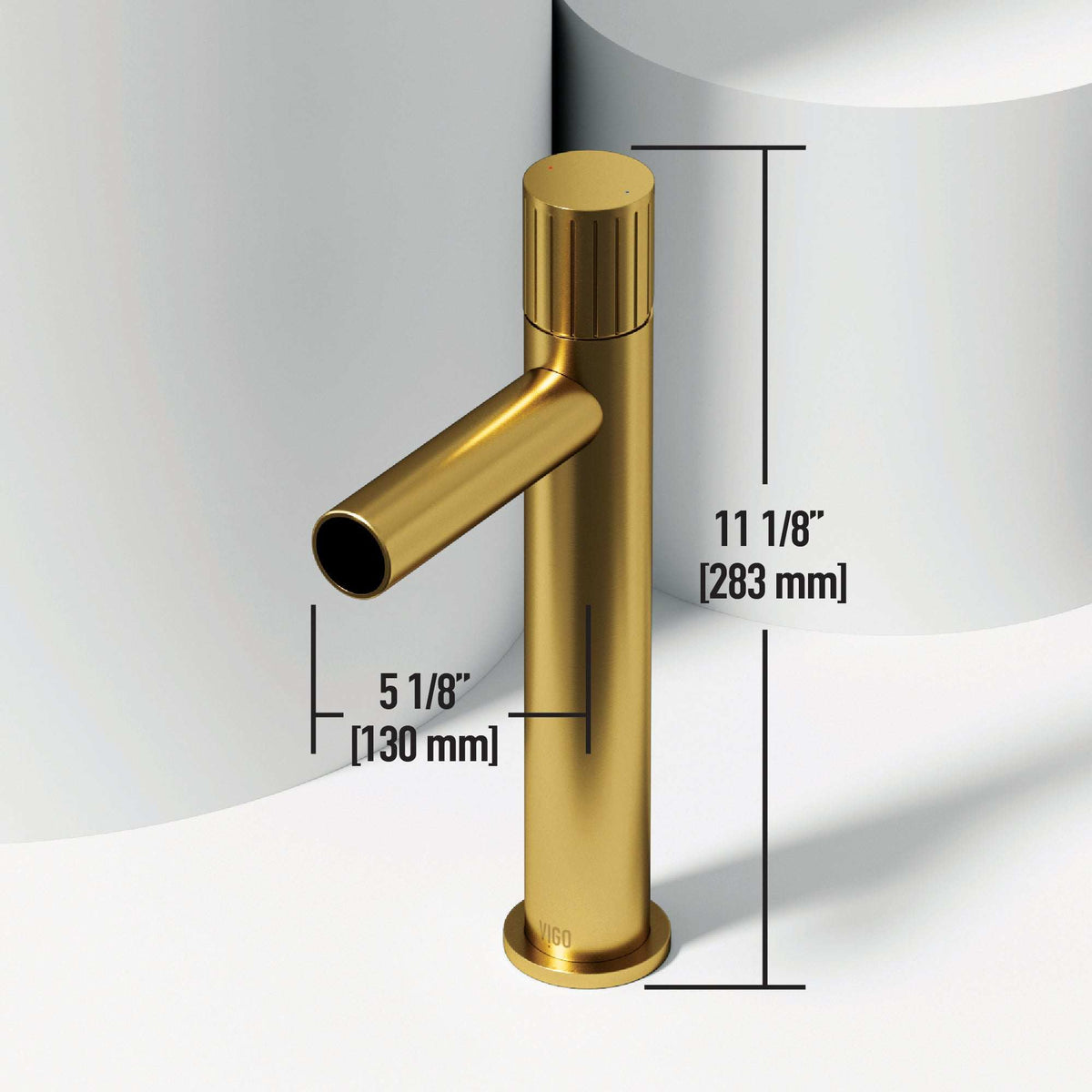 Modern deck-mounted bathroom faucet in matte brushed gold finish