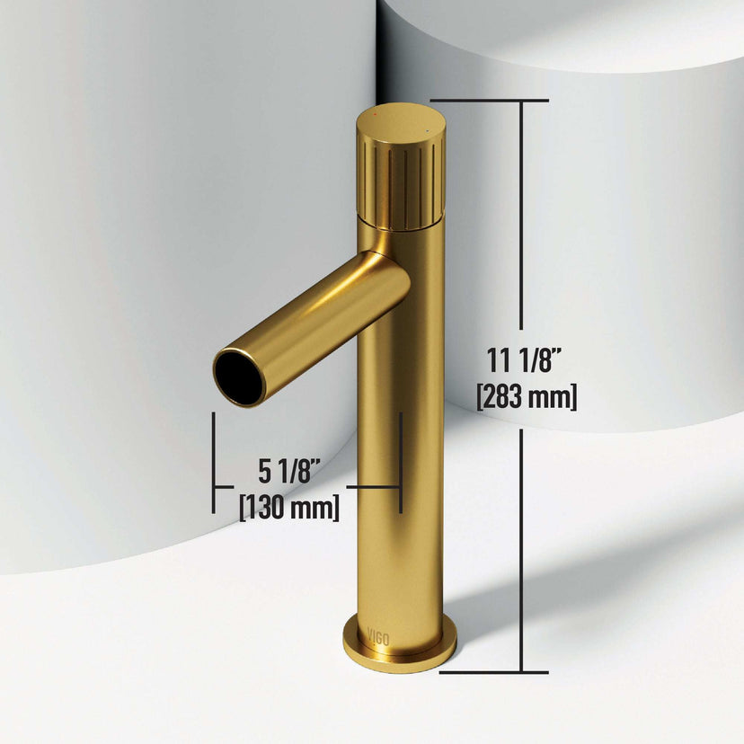 Modern deck-mounted bathroom faucet in matte brushed gold finish