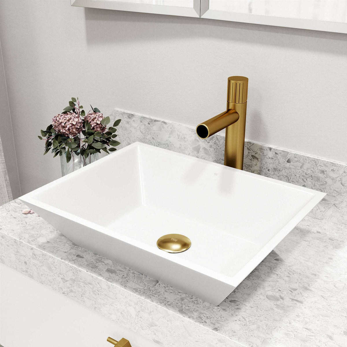 High arc spout vessel faucet with included mounting hardware