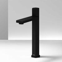 Matte black vessel faucet with high arc spout and ceramic disc cartridge