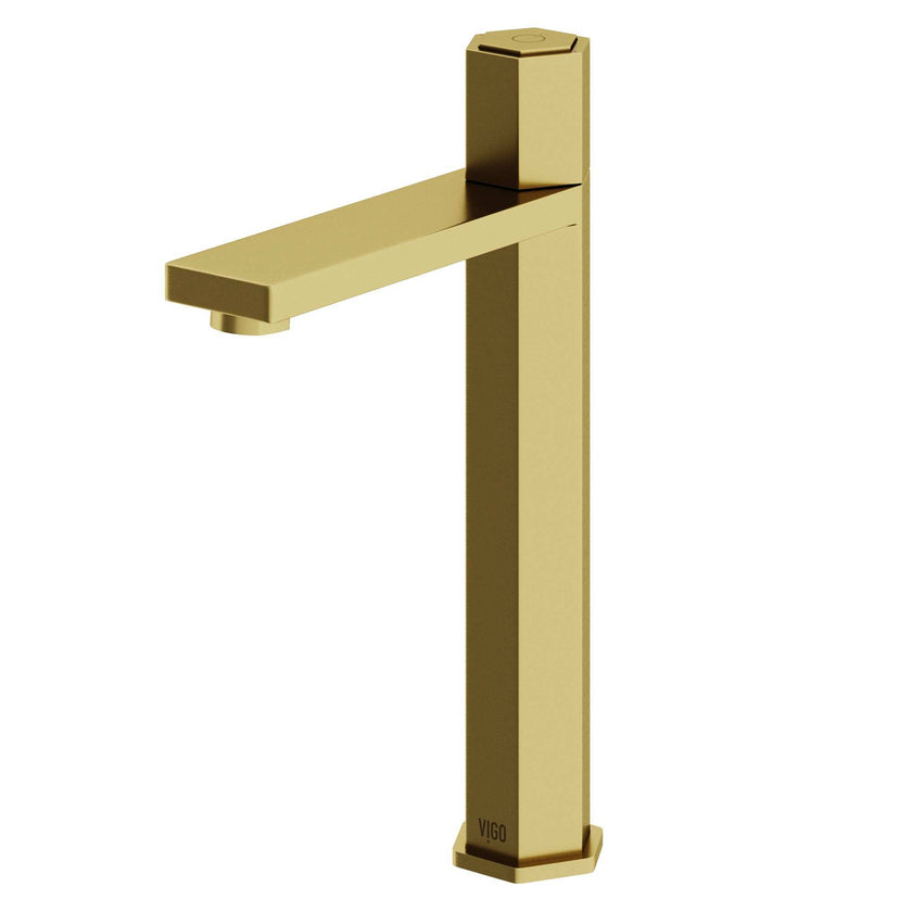 Brass vessel filler with high arc spout and compression connection