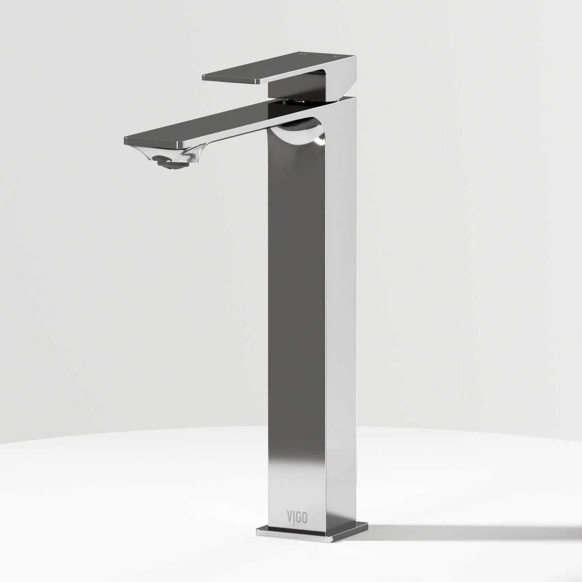 Chrome vessel faucet with high arc spout and lever handle
