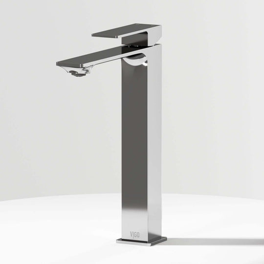 Chrome vessel faucet with high arc spout and lever handle