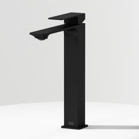 Matte Black vessel faucet with high arc spout and lever handle