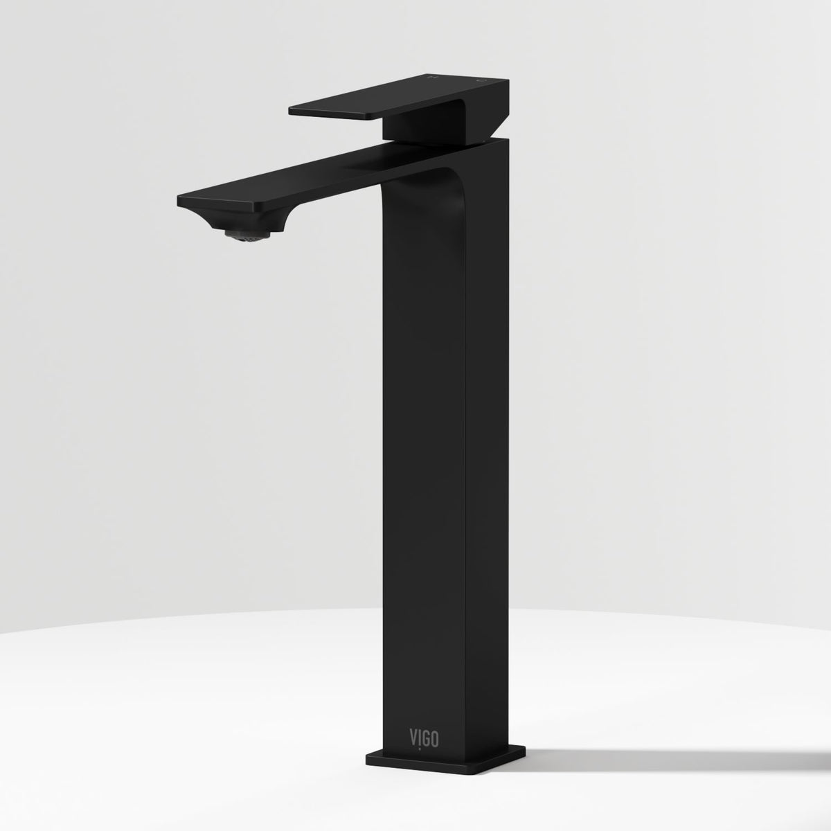Matte Black vessel faucet with high arc spout and lever handle