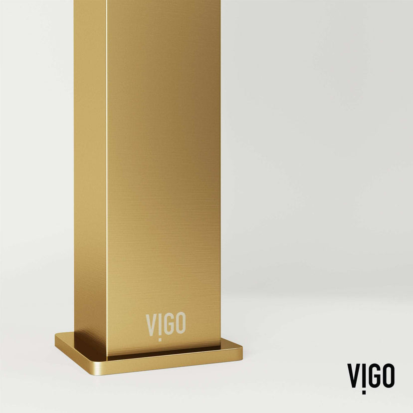 Modern deck-mounted bathroom faucet in matte brushed gold finish