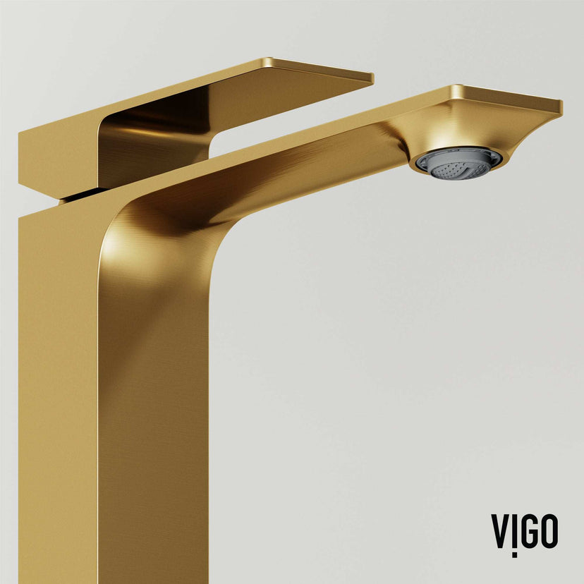 Matte brushed gold vessel faucet with all mounting materials included