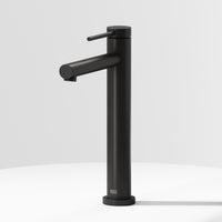 Matte Black vessel faucet with high arc spout and lever handle