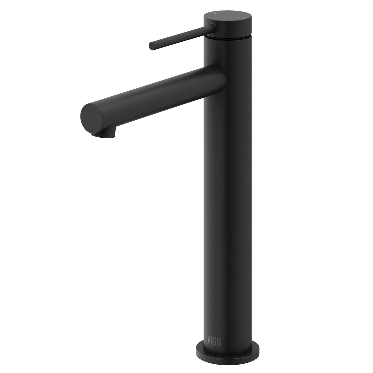 Modern bathroom faucet with matte black finish and high arc spout