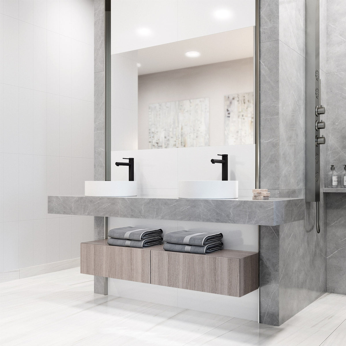 Low flow vessel faucet with matte black finish and NPSM threads