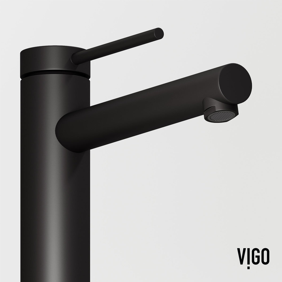 Deck-mounted vessel filler with ceramic disk valve and matte black finish