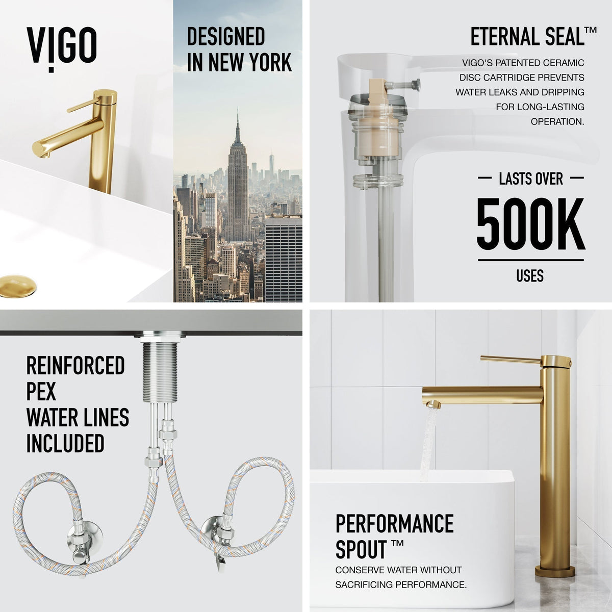 Matte brushed gold faucet featuring lever handle and compression connection