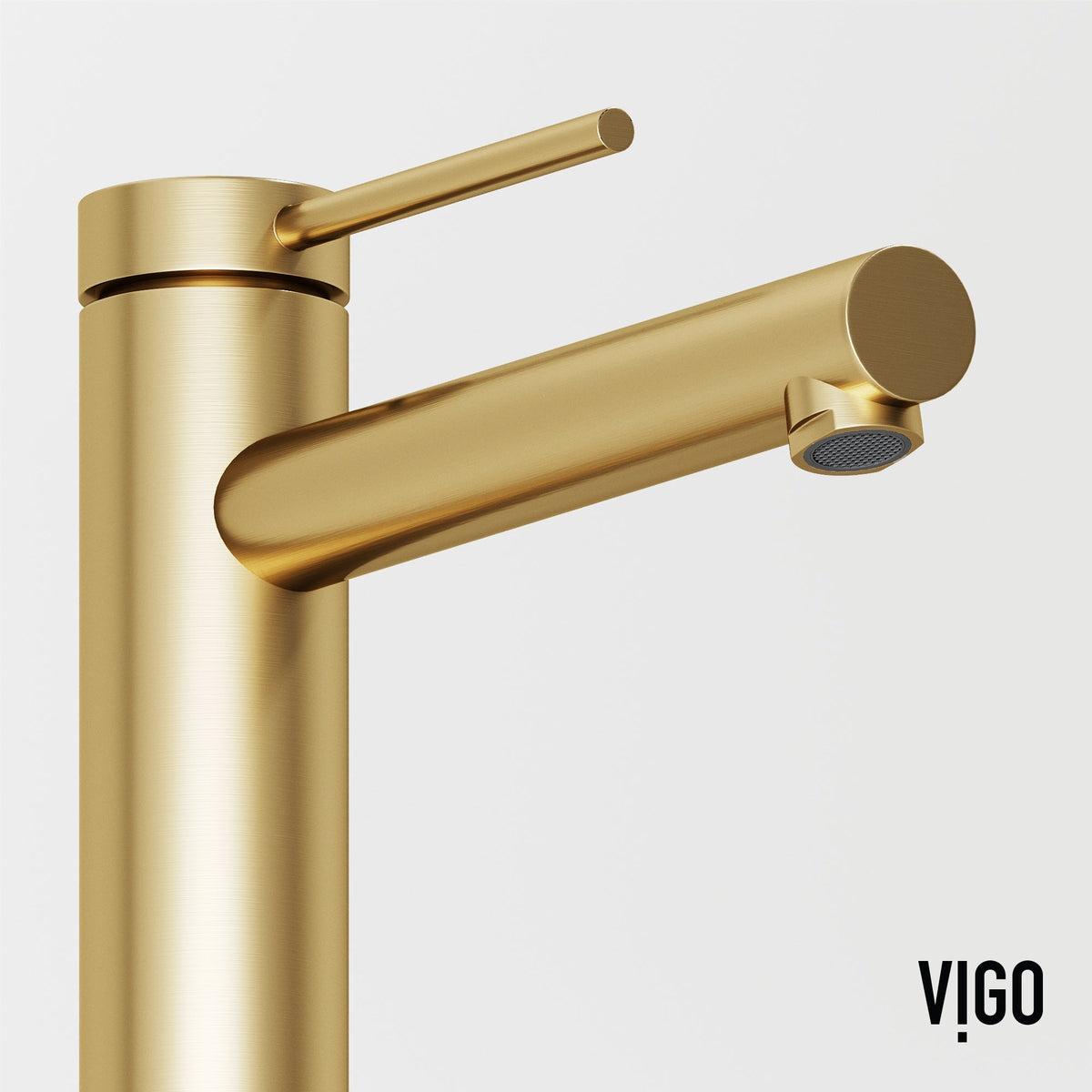 Deck-mounted vessel filler with ceramic disk valve and matte brushed gold finish