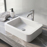 Modern White Matte Stone Vessel Bathroom Sink