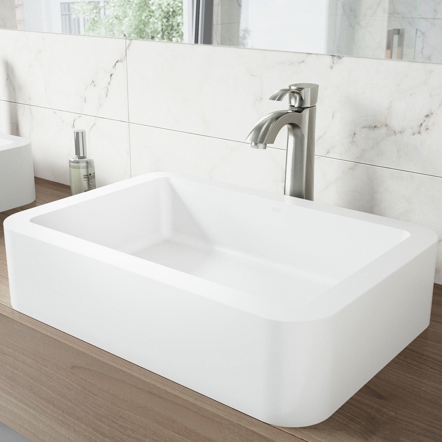 VIGO 23 in. Elan Petunia Matte Stone™ Vessel Sink for Modern Bathrooms