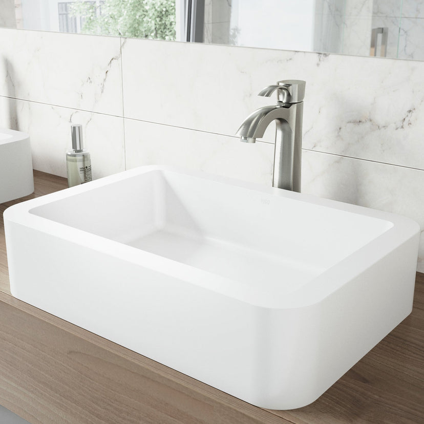 Handmade matte stone vessel sink with scratch and fade resistance