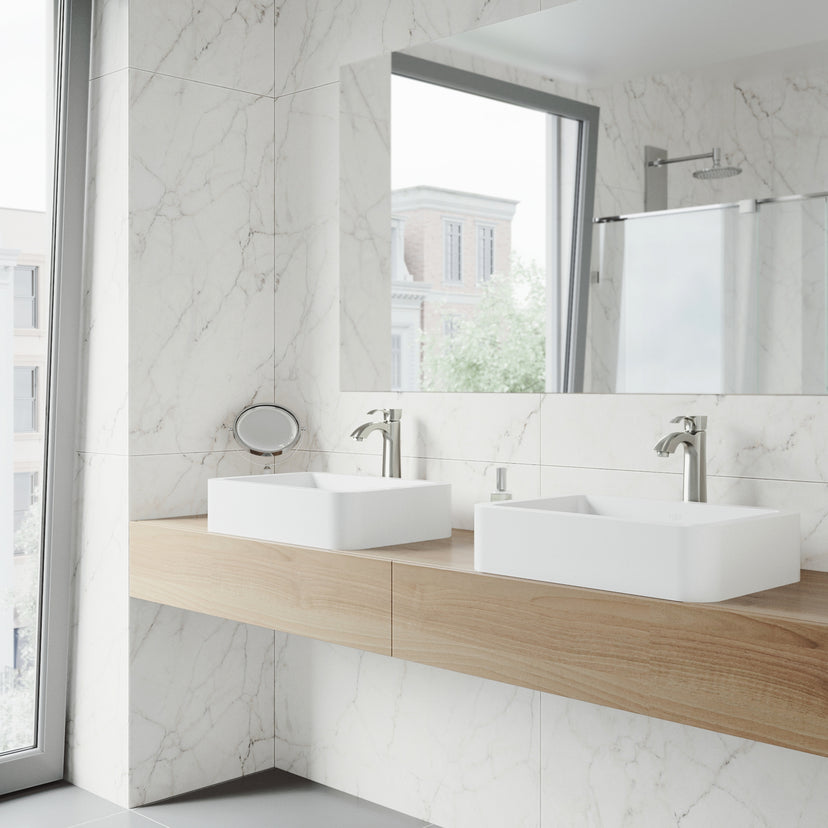 Modern White Matte Stone Vessel Bathroom Sink