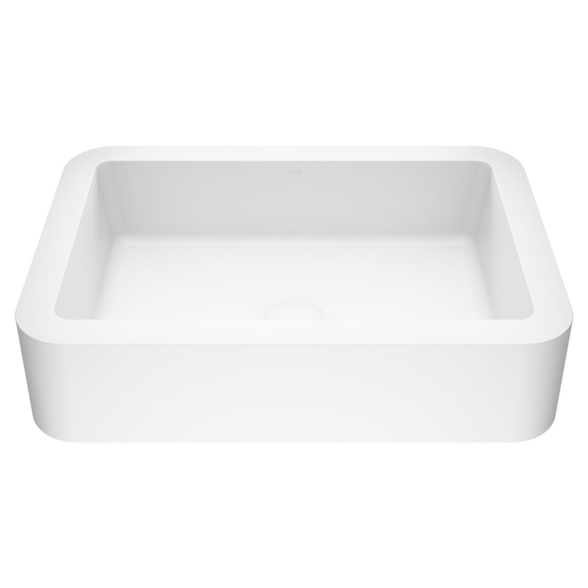 Modern White Matte Stone Vessel Bathroom Sink