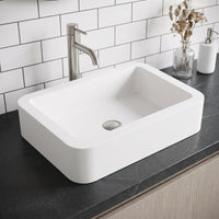 Modern White Matte Stone Vessel Bathroom Sink