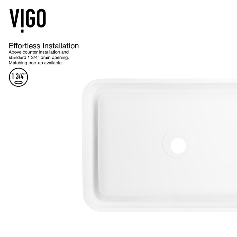 Handcrafted rectangular sink in matte stone for modern bathrooms