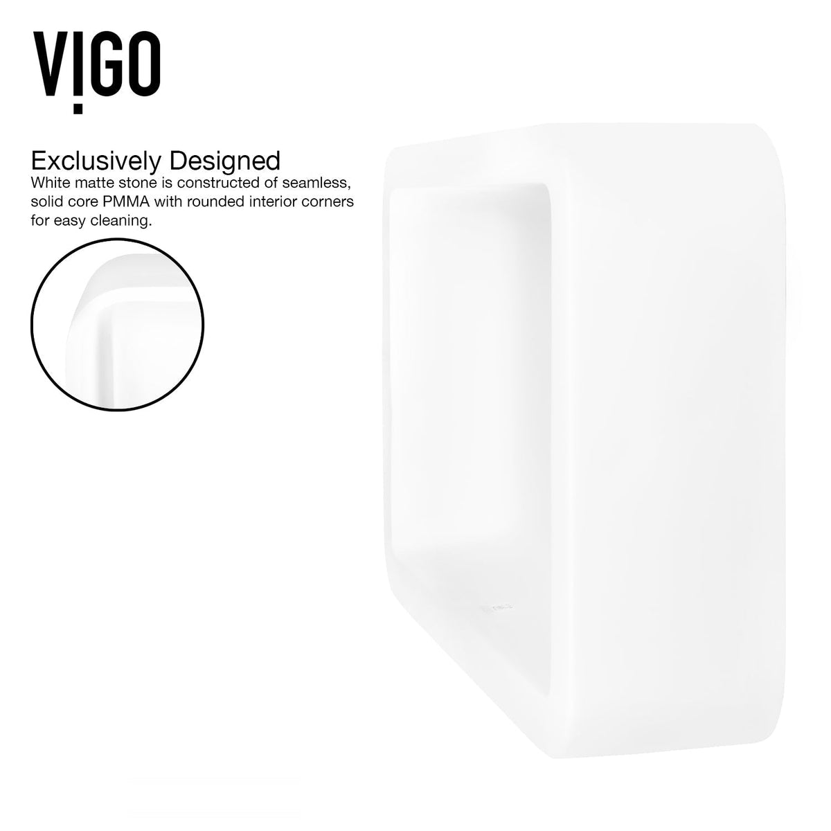 Modern rectangular sink made from durable matte stone material
