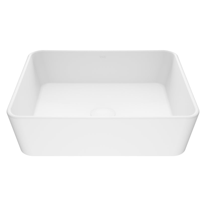 Modern White Matte Stone Vessel Bathroom Sink