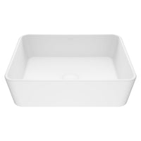 Rust-resistant matte stone sink with modern design and vessel installation