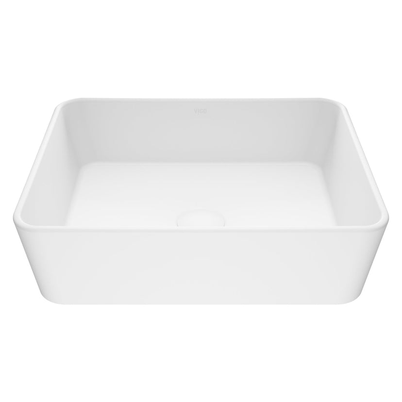 Rust-resistant matte stone sink with modern design and vessel installation