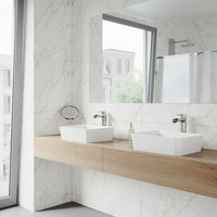 Rectangular vessel sink in matte stone finish for modern bathrooms