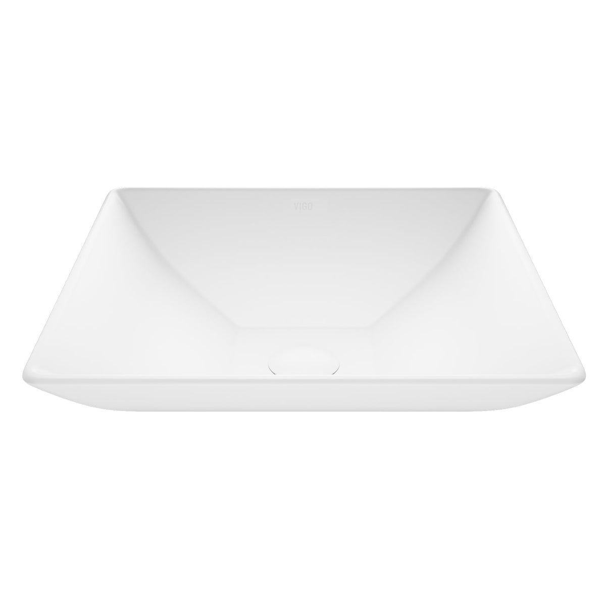 Square matte stone vessel sink with scratch resistant surface and contemporary style