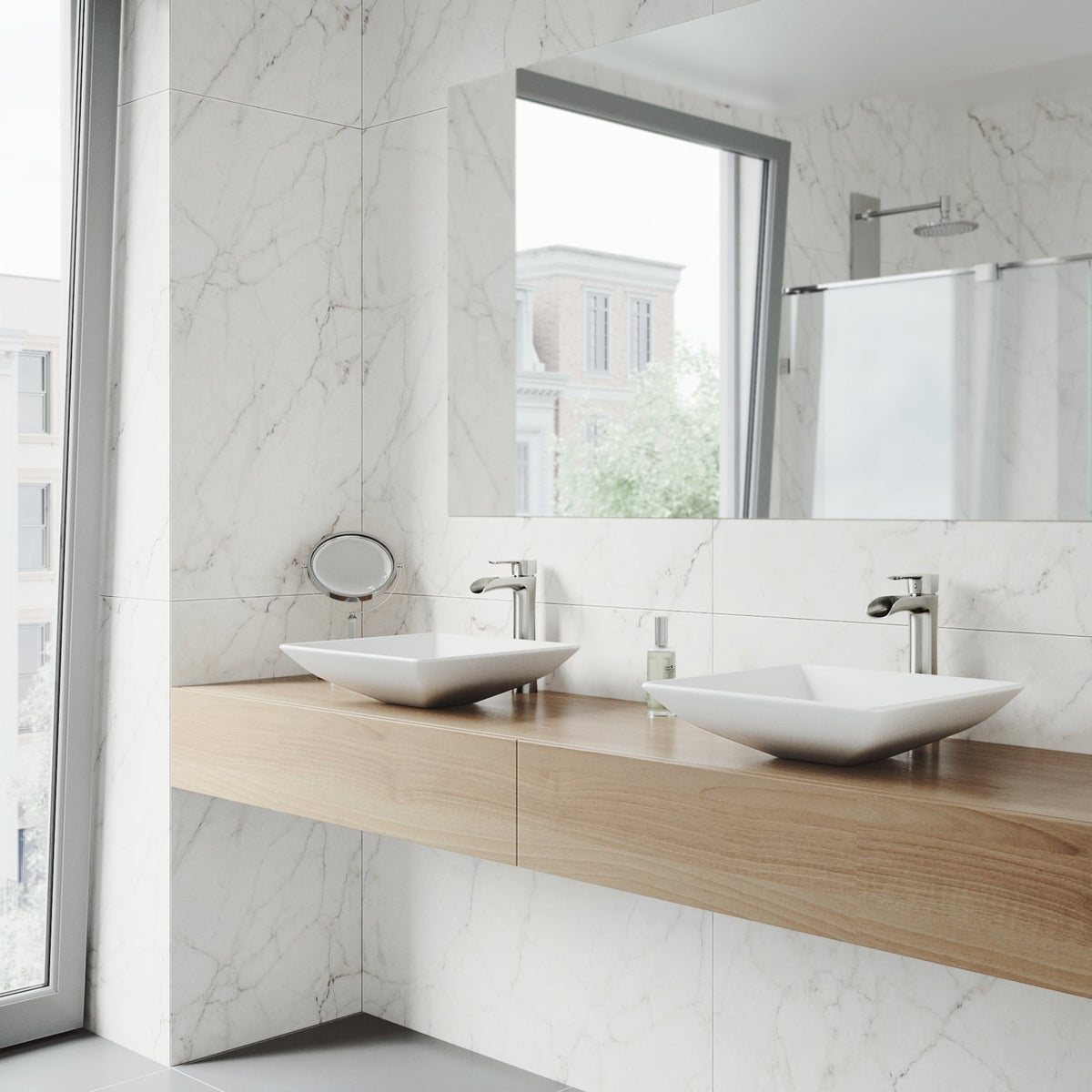 Commercial approved square vessel sink with handmade matte stone construction